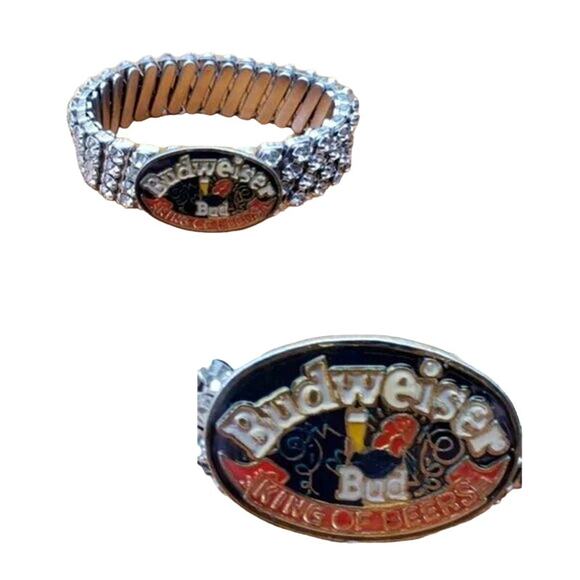 Vintage Budweiser Rhinestone Stretch Bracelet | King of Beers Artisan - Picture 3 of 6